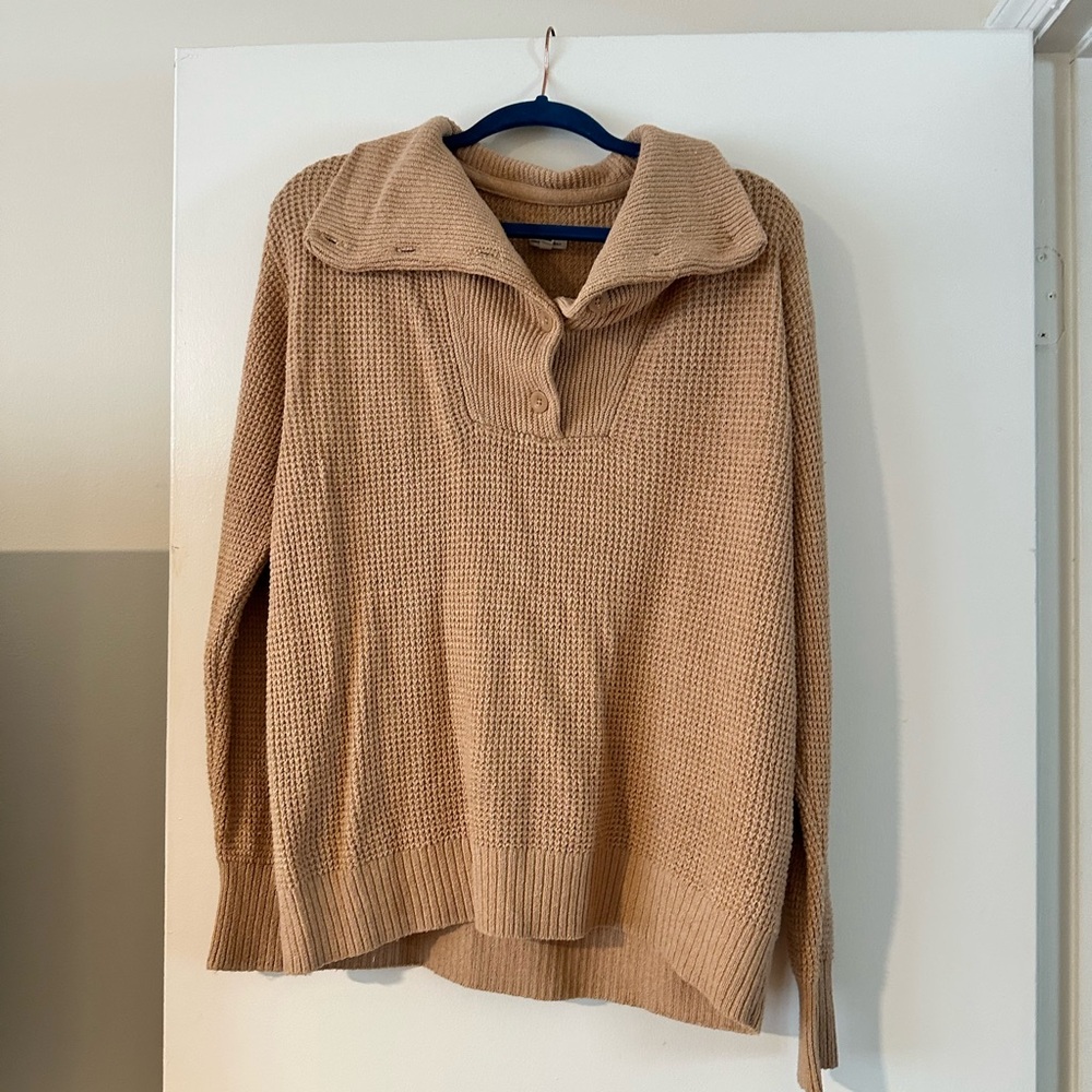 Aerie Classic Tan Waffle Knit Sweater